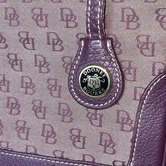 Dooney & Bourke Vtg Slim Small Red Canvas Monogram  Bag w/ Leather Trim - Picture 3 of 10